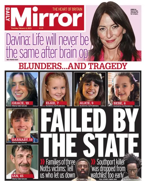 Daily Mirror front page with headline Failed by the State