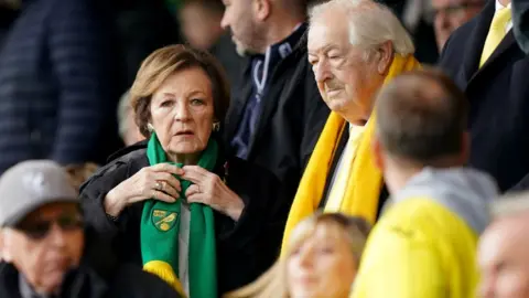 PA Media Delia Smith and her husband Michael Wynn Jones at a recent Norwich City match