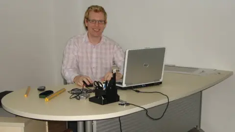 Tom Davies A young Tom Davies on the first day he started the business