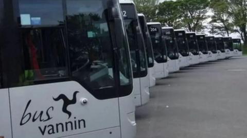 Bus Vannin buses lined up
