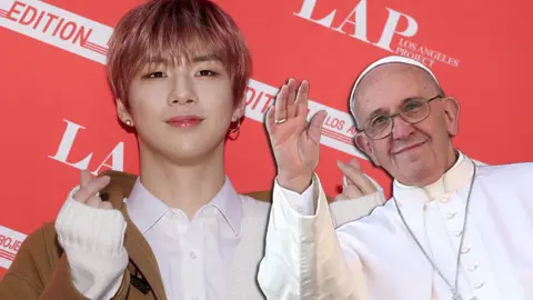 Getty Images Kang Daniel and Pope Francis