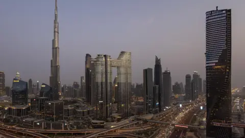 Dubai skyline at night