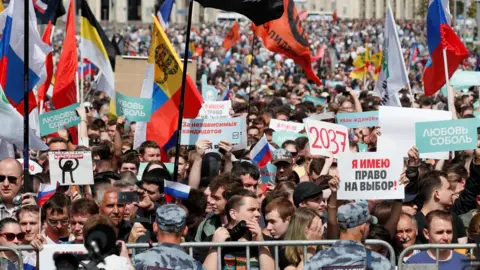 Reuters Protesters take part in the rally in Moscow