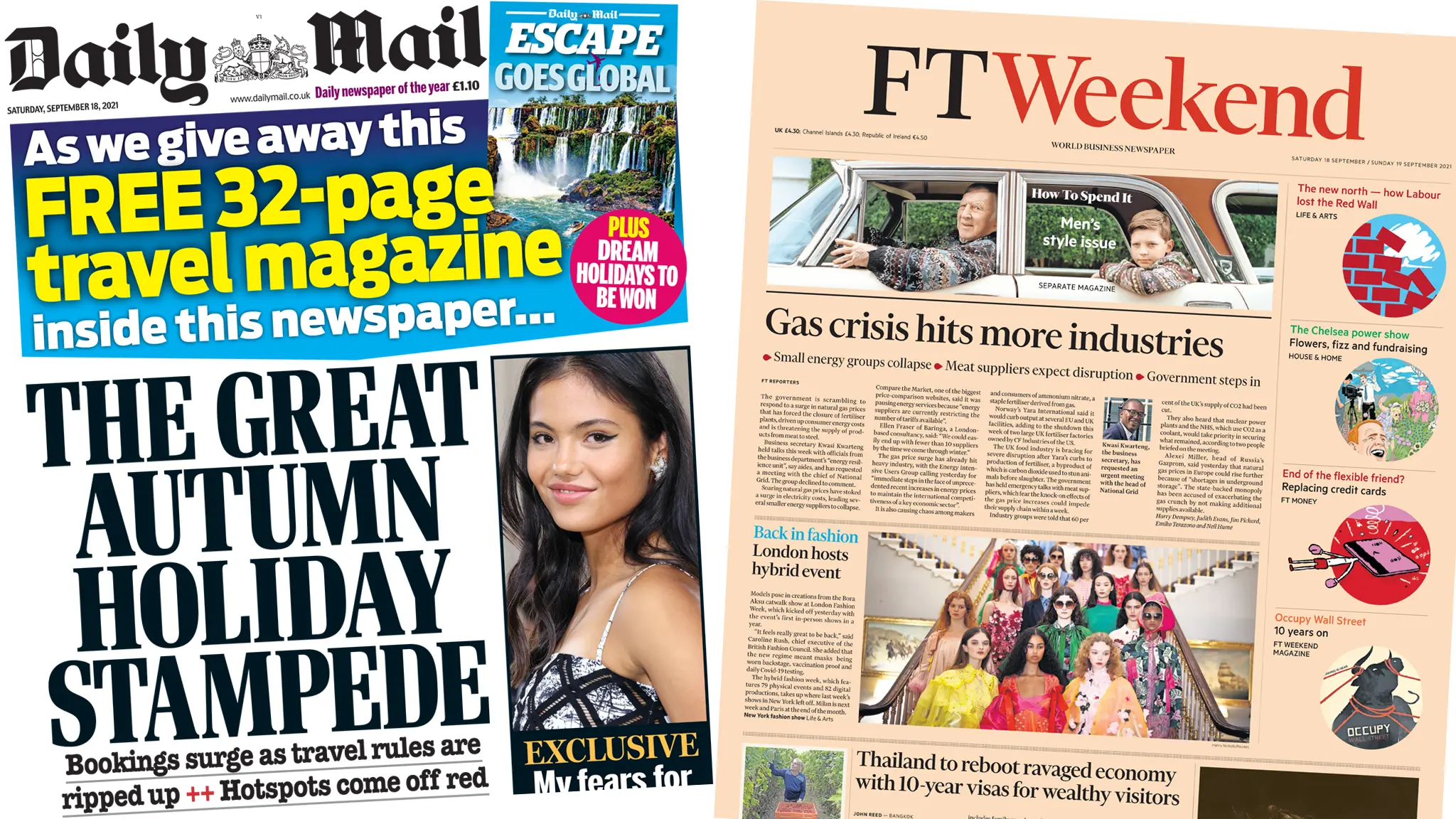 Daily Mail and FT front pages