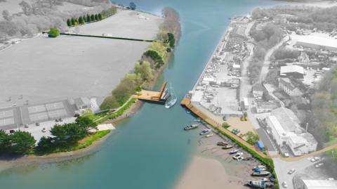 Aerial image showing proposals at Lighterage Quay and Lighterage Hill