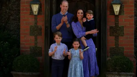 Getty Images The Cambridge family joining in clap for carers