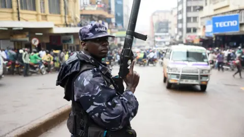 Getty Images Policeman in Kampala (archive shot)