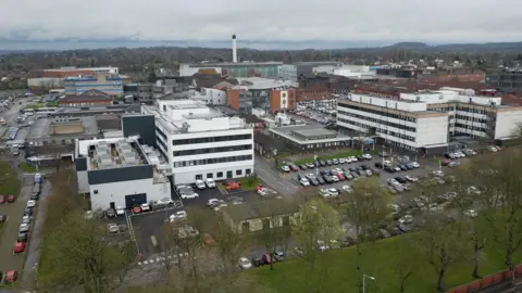 Drone footage of New Cross Hospital in Wolverhampton