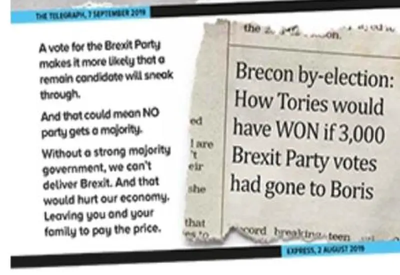 Conservatives 'A vote for the Brexit Party makes it more likely that a remain candidate will sneak through'