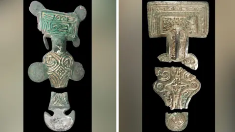 University of Sheffield Two copper gilded brooches