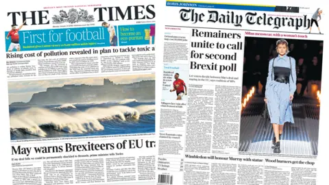 The Times and Daily Telegraph front pages