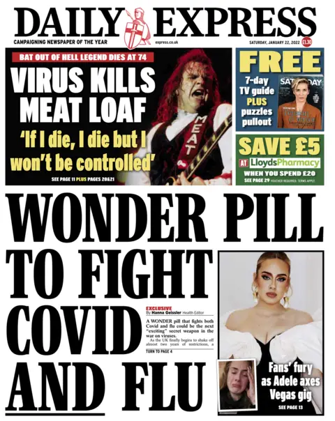 BBC Daily Express front page - 22/01/22