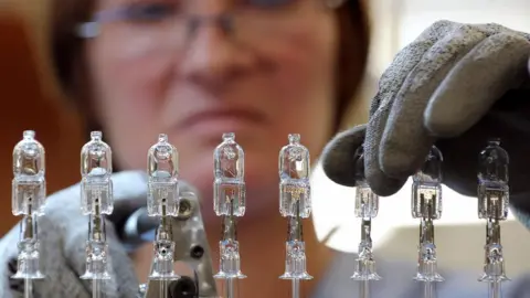 Getty Images Halogen bulbs being made