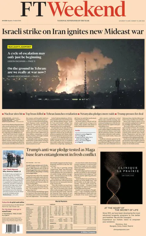 The front page of the FT Weekend