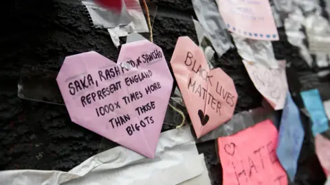 Reuters Marcus Rashford mural covered with messages of support after it was defaced following the Euro 2020 Final between Italy and England - Withington, Manchester, Britain - July 13, 2021