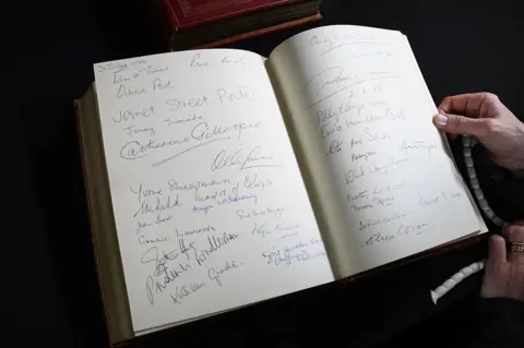 Signatures of the women in the 10 Downing Street visitor's book