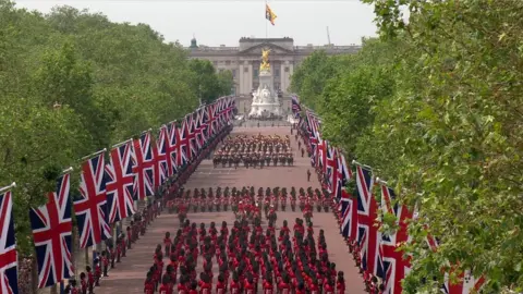 An aerial view of the parade