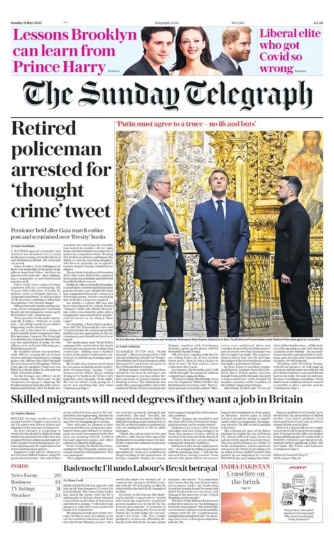Sunday Telegraph front page on Sunday 11 May 2025