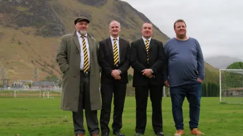 IMG/BBC Fort William Football Club Board left to right Colin Wood Peter Murphy Russell MacMorran Willie Edward