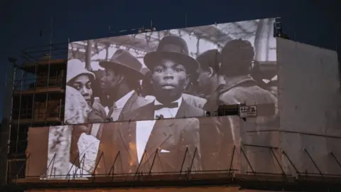 Sheila Barbosa Windrush projections in Ipswich