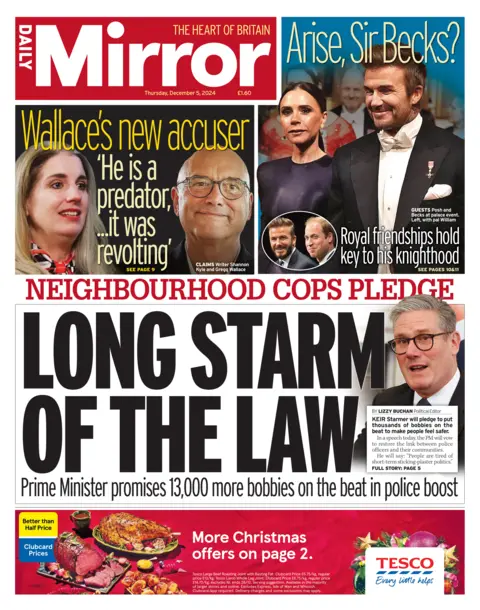 BBC Daily Mirror front page headline: "Long Starm of the Law"