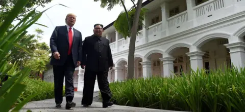 Getty Images Donald Trump and Kim Jong-un in Singapore (June 2018)