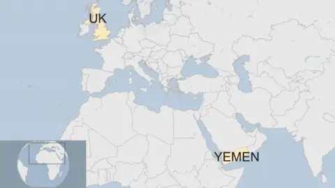 Map locating Yemen