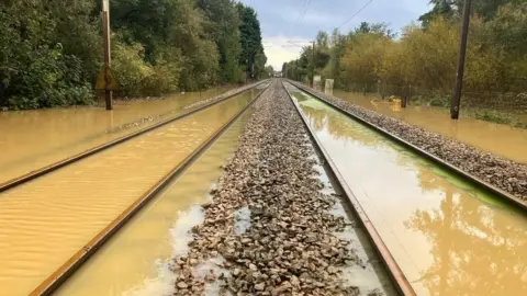 Network Rail Flooded railway lines near Stowmarket