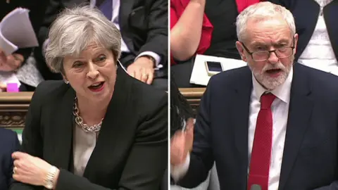 HoC Theresa May and Jeremy Corbyn