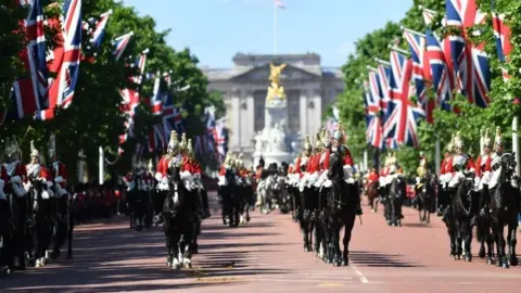 EPA/SGT RUPERT FRERE Trooping the Colour rehearsal