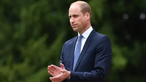 Getty Images Prince William at the unveiling of Frank Foley's statue in Stourbridge