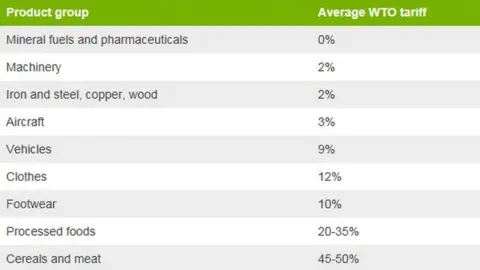 Average WTO tariffs chart