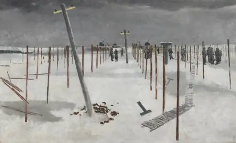 NML Sappers Erecting Pickets in the Snow, Albert Richards, 1941