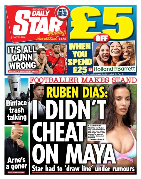 The headline on the front page of the Daily Star reads: “I didn't cheat on Maya”.