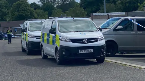 BBC Police cars at the scene at Whernside around the time of the incident