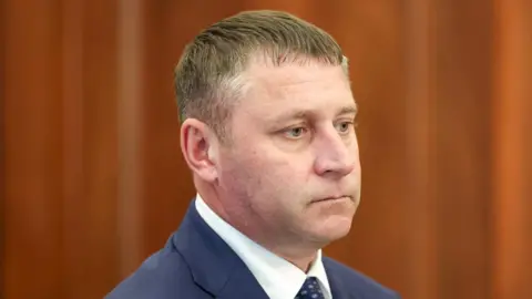 Alexander Kazakov Belgorod's acting Governor Alexander Shuvaev in a suit and tie earlier this month