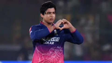 Vaibhav Sooryavanshi celebrates a century against Sunrisers