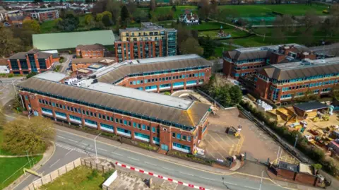 Slough Borough Council/Avison Young A bird's eye view of St Martin's Place in Slough, an office complex of four buildings.
