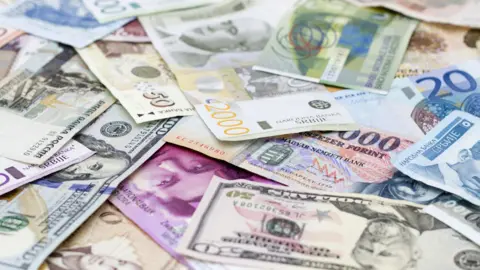 Bank notes from different currencies