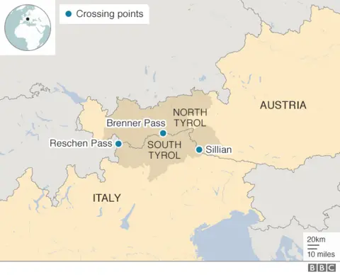 Italy and Austria map