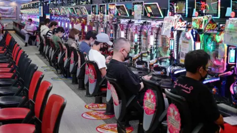 File photo of a pachinko parlour in Japan