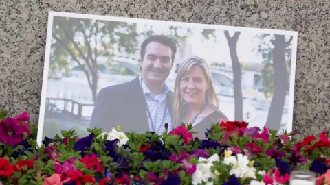Melissa Hortman and her husband in a tribute photograph