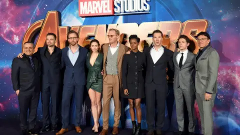 Getty Images Some of the Avengers Assemble at a fan event in London