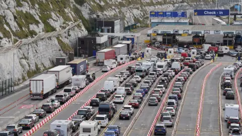 PA Media Cars queuing to enter the Port of Dover in Kent