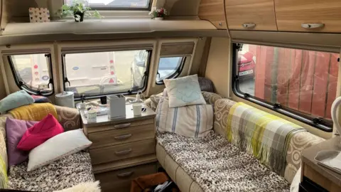 BBC/Katie Galbraith The caravan Michael and Dorothy spend their days in
