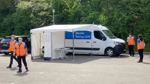 Mobile testing centre in Llandudno Junction