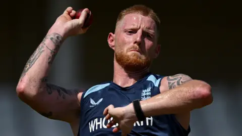 Ben Stokes prepares to bowl in the nets