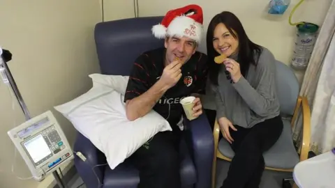 Becky Williams Irfon in hospital, with Becky