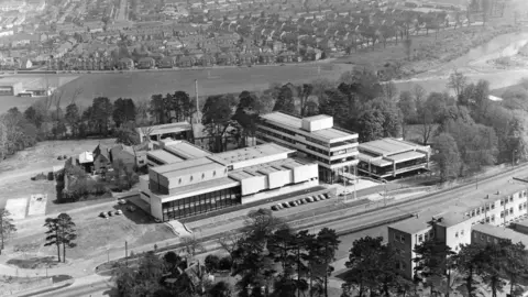 Aerial shot of Broadcasting House at Llandaff when it first opened