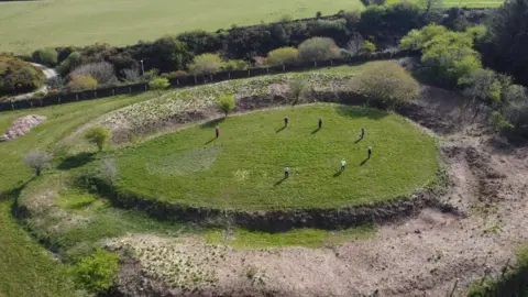 Historic England and Cornwall Archaeology Unit Stone circle marked out by people at Castilly Henge, Bodmin